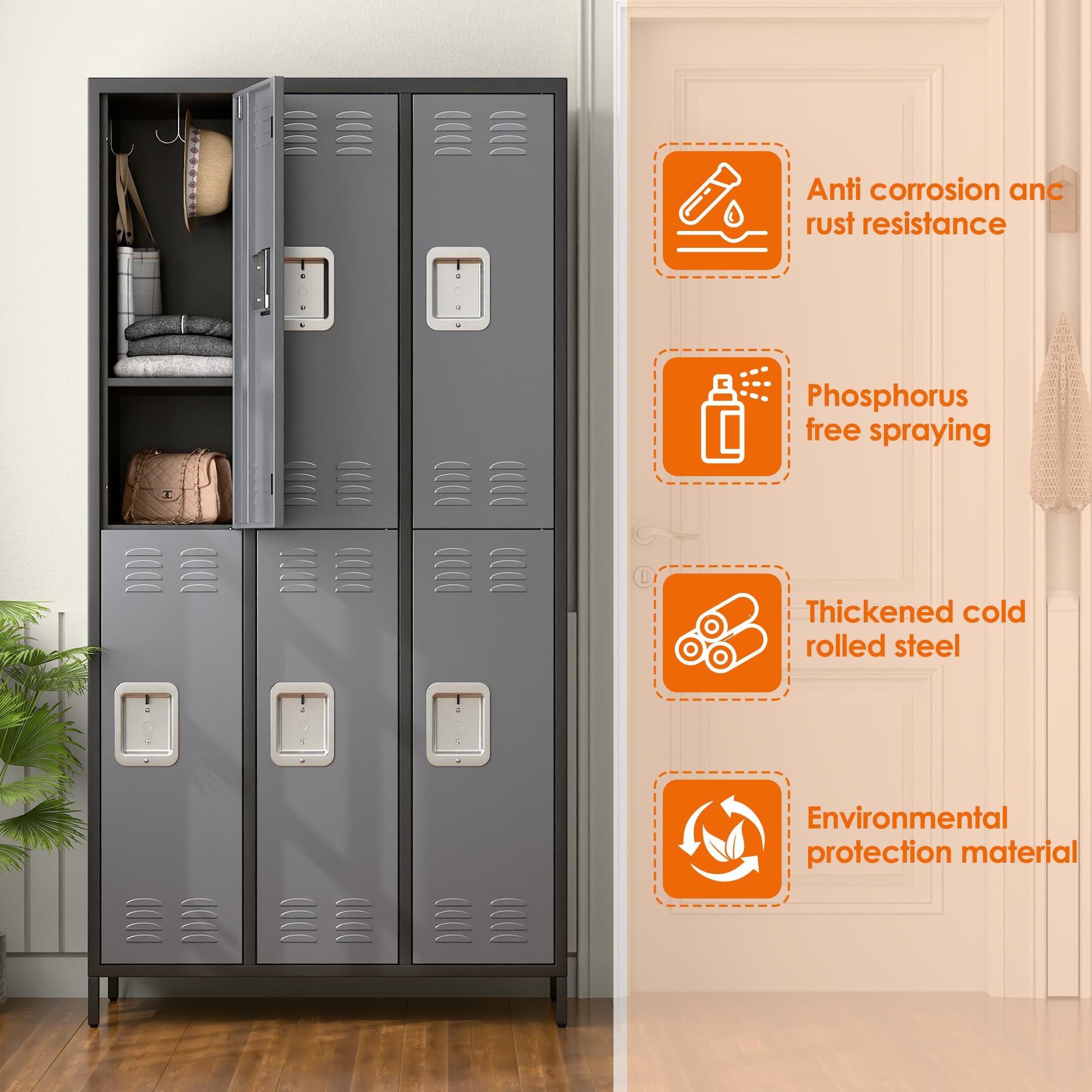Amazon.com: SUXXAN 6 Doors Metal Lockers for Employees with 18